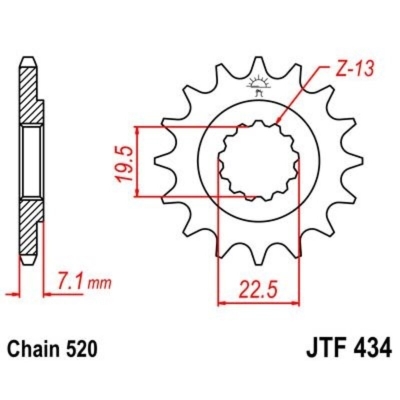 Piñon JT 434 de acero con 13 dientes - motoscamaralweb.com