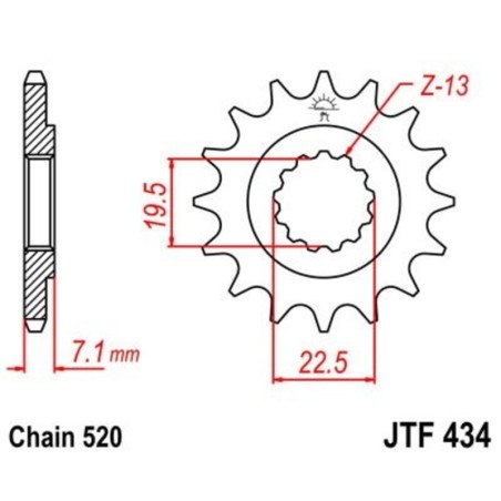Piñon JT 434 de acero con 13 dientes - motoscamaralweb.com