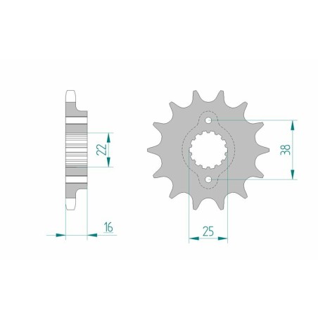 Piñón AFAM acero estándar 52608 - Paso 525 - motoscamaralweb.com