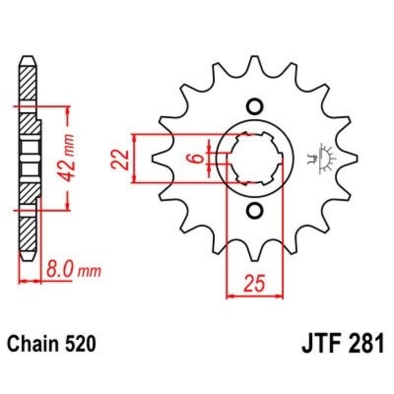 Piñon JT 281 de acero con 13 dientes - motoscamaralweb.com Piñon JT 281 de acero con 13 dientes - motoscamaralweb.com