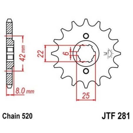 Piñon JT 281 de acero con 13 dientes - motoscamaralweb.com