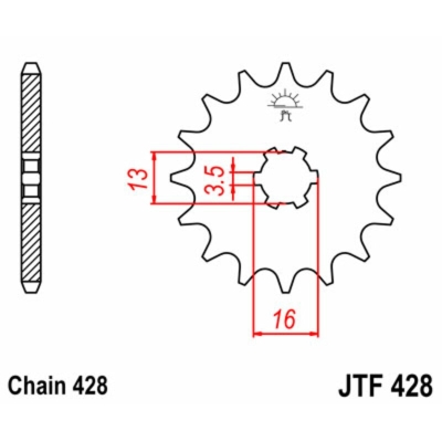 Piñon JT 428 de acero con 14 dientes - motoscamaralweb.com