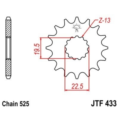 Piñon JT 433 de acero con 15 dientes - motoscamaralweb.com