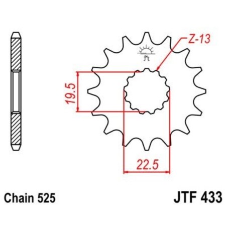 Piñon JT 433 de acero con 15 dientes - motoscamaralweb.com