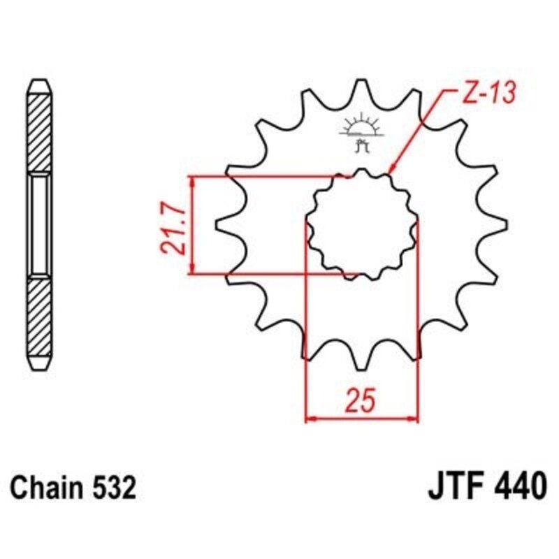 Piñón JT SPROCKETS acero estándar 440 - Paso 532 - motoscamaralweb.com Piñón JT SPROCKETS acero estándar 440 - Paso 532 - motoscamaralweb.com