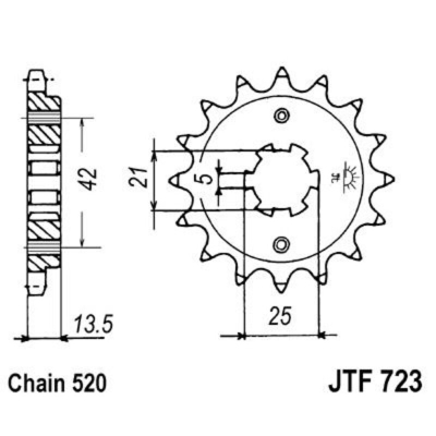 Piñon JT 725 de acero con 14 dientes - motoscamaralweb.com