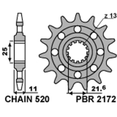 Piñón PBR acero estándar 2172 - 520 - motoscamaralweb.com