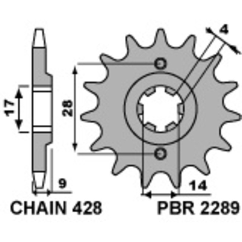 Piñón PBR acero estándar 2289 - 428 - motoscamaralweb.com Piñón PBR acero estándar 2289 - 428 - motoscamaralweb.com