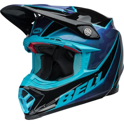 Casco BELL Moto-9S Flex - Sprite Gloss Black/Blue - motoscamaralweb.com