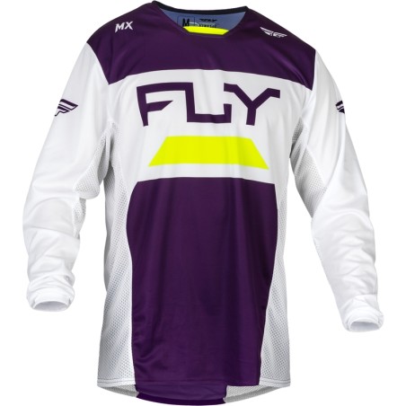 Camiseta FLY RACING Kinetic Reload - Deep Purple / Blanco / Hi-Vis - motoscamaralweb.com