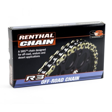 Cadena Renthal con retenes 520R3-3 con 118 eslabones negro/oro - motoscamaralweb.com