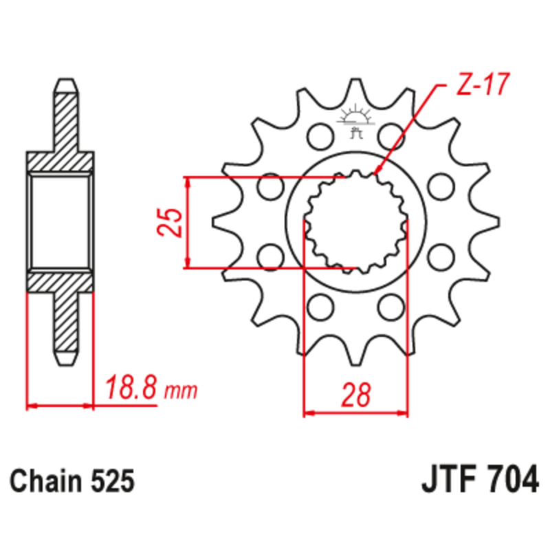 Piñón con goma anti-ruido JT SPROCKETS acero 704 - 525 - motoscamaralweb.com Piñón con goma anti-ruido JT SPROCKETS acero 704 - 525 - motoscamaralweb.com