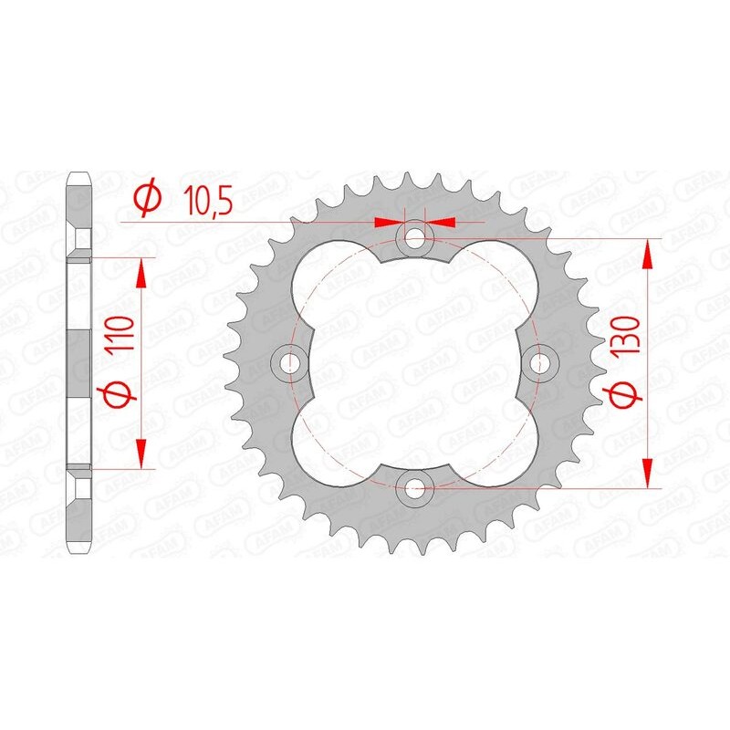 Corona AFAM acero estándar 10318 - Paso 520 - motoscamaralweb.com Corona AFAM acero estándar 10318 - Paso 520 - motoscamaralweb.com