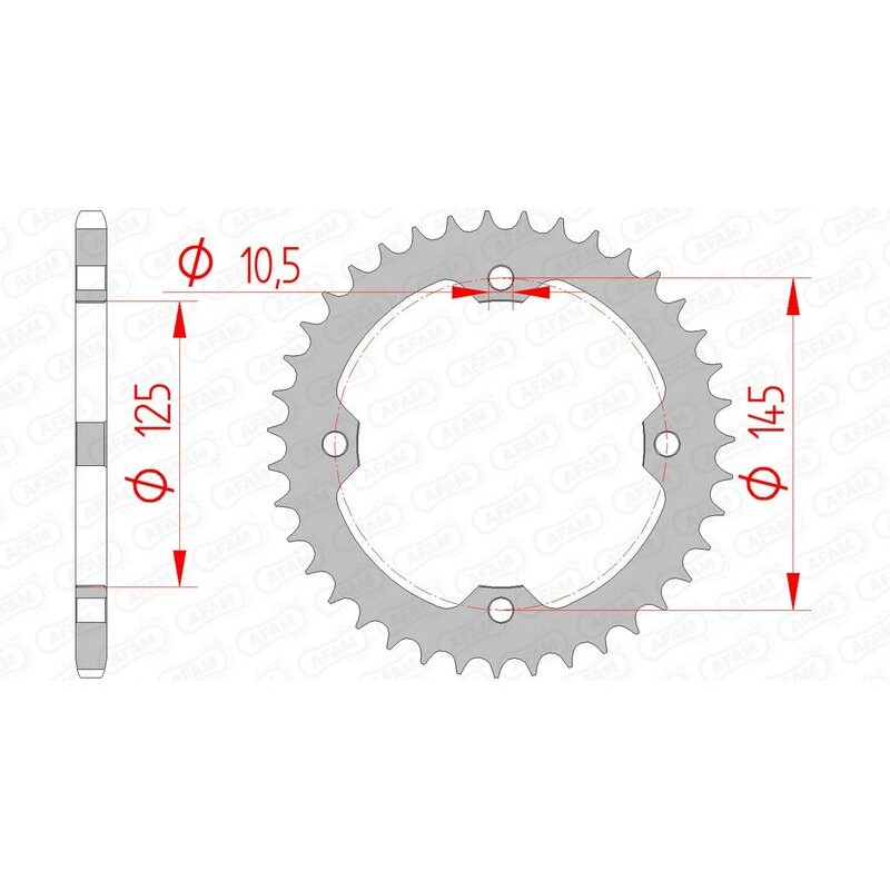 Corona AFAM acero estándar 12407 - Paso 520 - motoscamaralweb.com Corona AFAM acero estándar 12407 - Paso 520 - motoscamaralweb.com