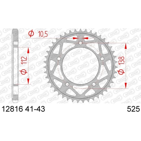 Corona AFAM acero estándar 12816 - Paso 525 - motoscamaralweb.com