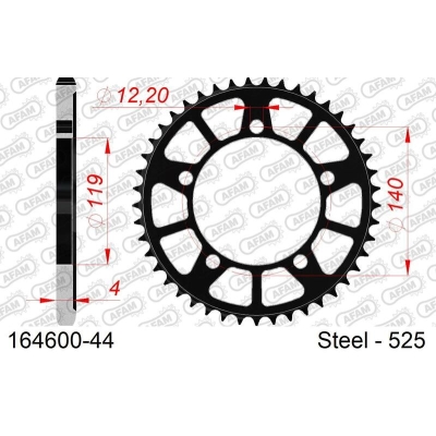 Corona AFAM acero estándar 164600 - Paso 525 - motoscamaralweb.com