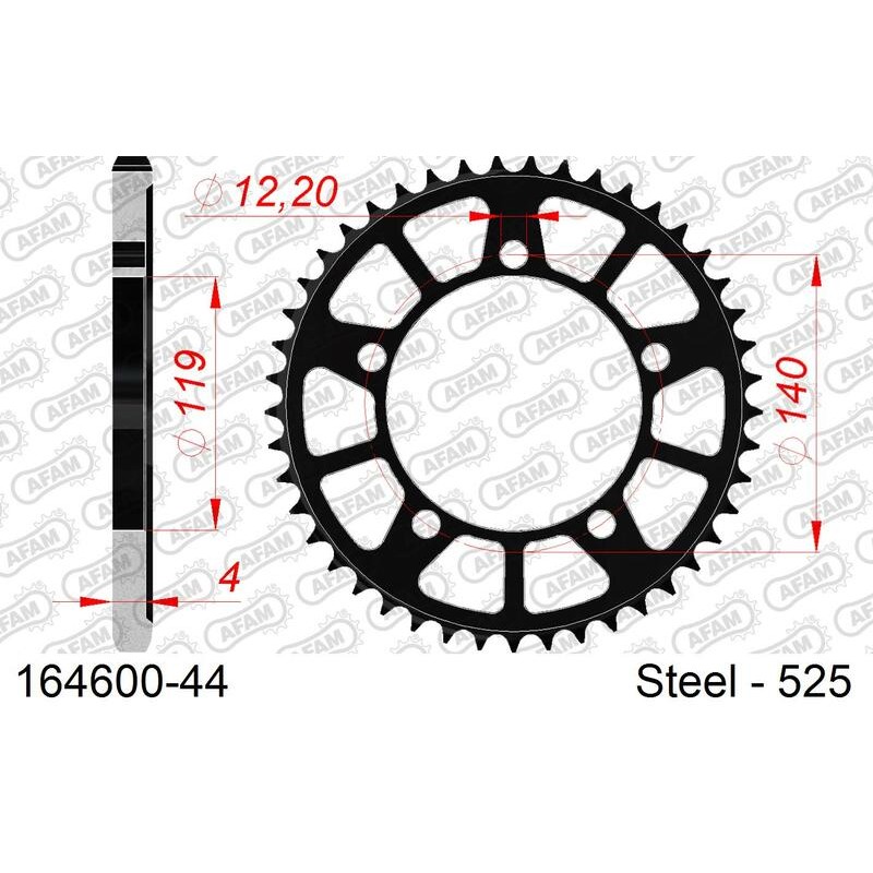 Corona AFAM acero estándar 164600 - Paso 525 - motoscamaralweb.com Corona AFAM acero estándar 164600 - Paso 525 - motoscamaralweb.com