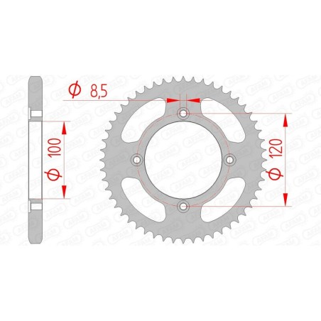 Corona AFAM acero estándar 38200 - Paso 428 - motoscamaralweb.com