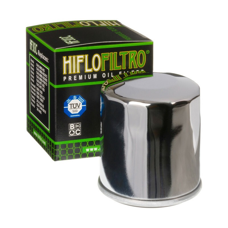 Filtro de aceite HIFLOFILTRO cromo - HF303C - motoscamaralweb.com Filtro de aceite HIFLOFILTRO cromo - HF303C - motoscamaralweb.com