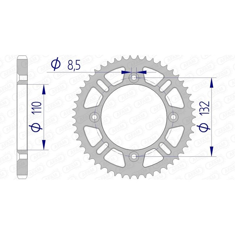 Corona AFAM aluminio 72102 - Paso 428 - motoscamaralweb.com Corona AFAM aluminio 72102 - Paso 428 - motoscamaralweb.com