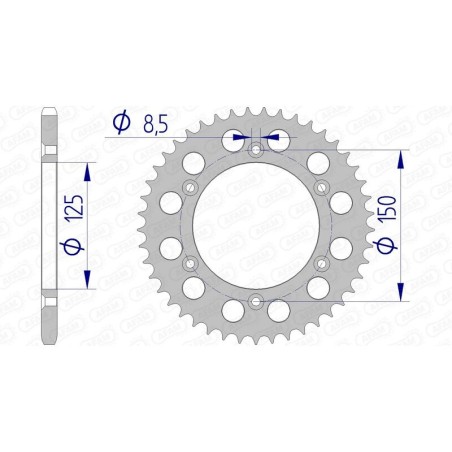 Corona AFAM aluminio 72304 - Paso 520 - motoscamaralweb.com