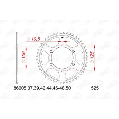 Corona AFAM acero estándar 86605 - 525 - motoscamaralweb.com