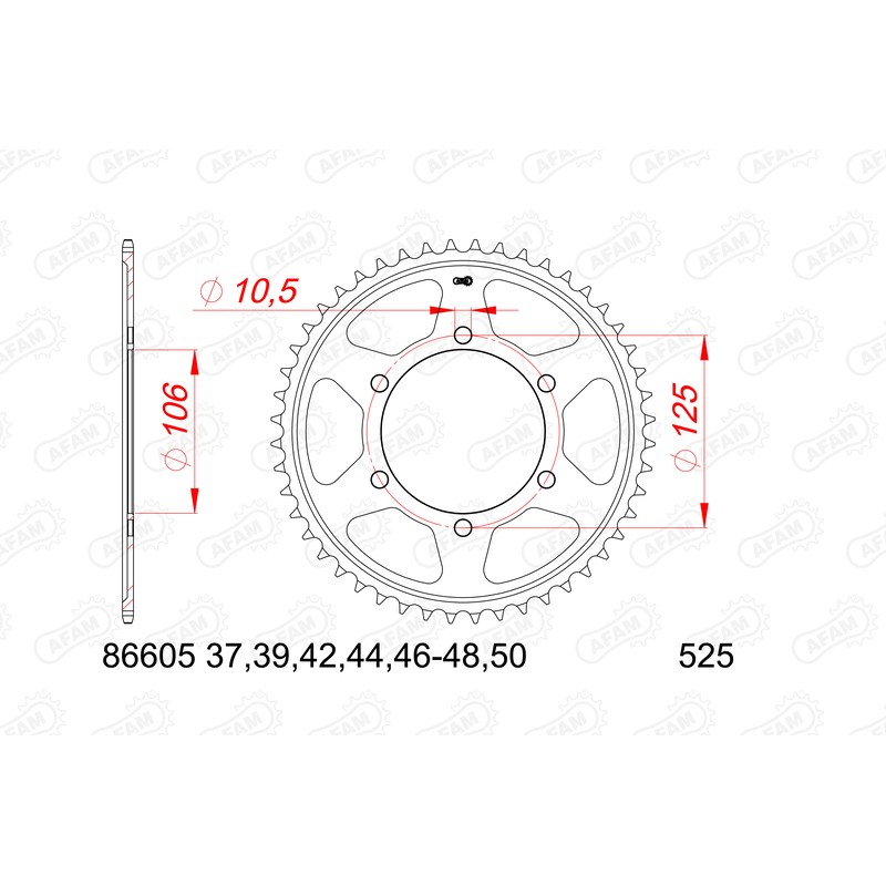 Corona AFAM acero estándar 86605 - 525 - motoscamaralweb.com Corona AFAM acero estándar 86605 - 525 - motoscamaralweb.com