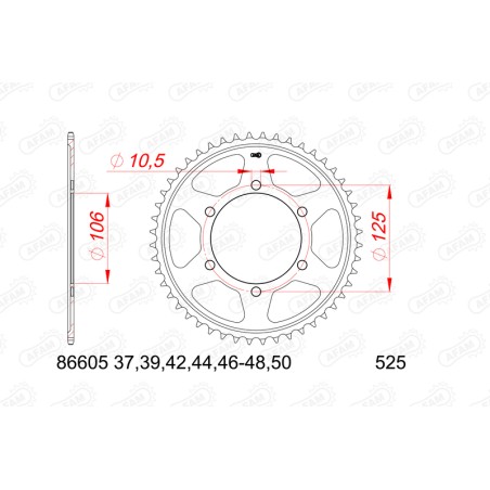 Corona AFAM acero estándar 86605 - 525 - motoscamaralweb.com