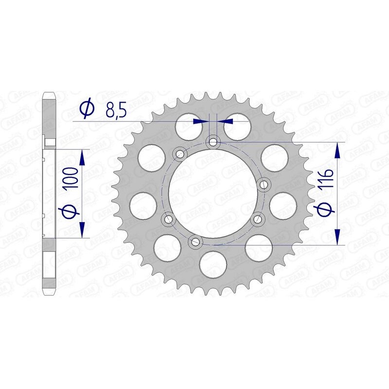Corona AFAM aluminio 93303 - Paso 520 - motoscamaralweb.com Corona AFAM aluminio 93303 - Paso 520 - motoscamaralweb.com
