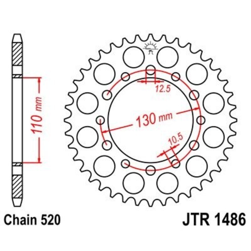 Corona JT SPROCKETS acero estándar 1486 - Paso 520 - motoscamaralweb.com Corona JT SPROCKETS acero estándar 1486 - Paso 520 - motoscamaralweb.com