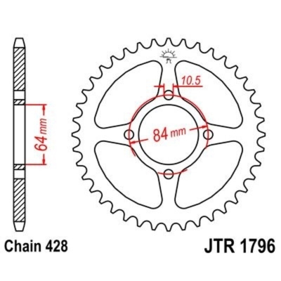 Corona JT 1796 de acero con 49 dientes - motoscamaralweb.com