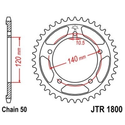 Corona JT 1800 de zinc negro con 42 dientes - motoscamaralweb.com