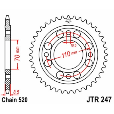 Corona JT 247 de acero con 35 dientes - motoscamaralweb.com