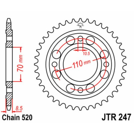 Corona JT 247 de acero con 35 dientes - motoscamaralweb.com