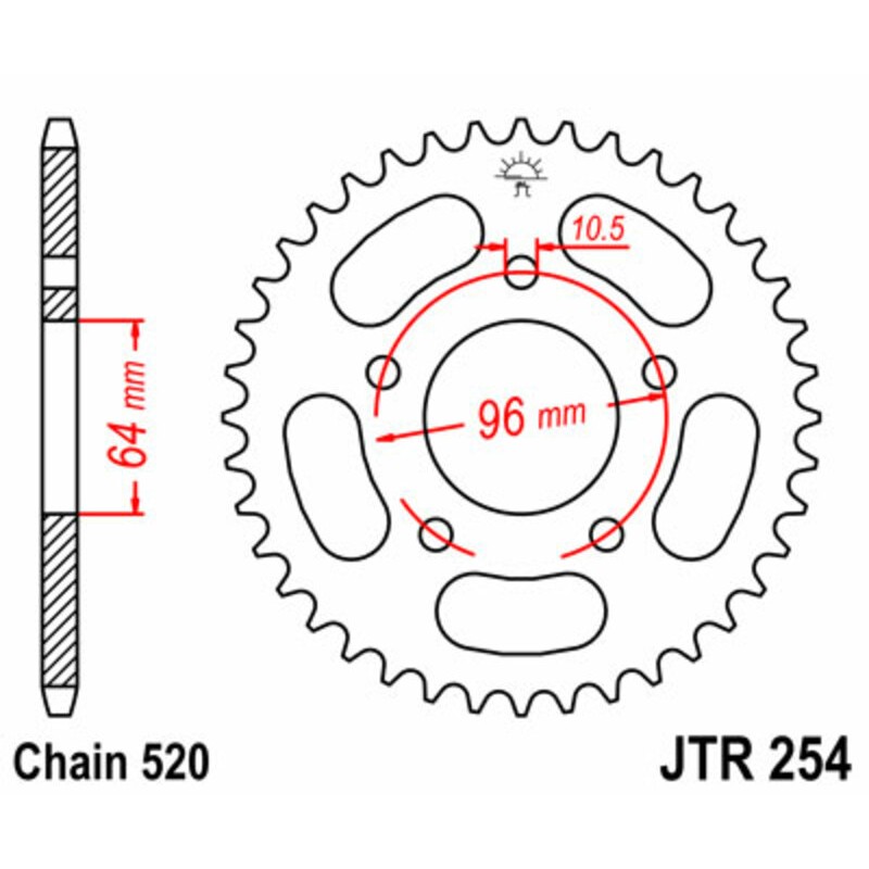 Corona JT SPROCKETS acero estándar 254 - Paso 520 - motoscamaralweb.com Corona JT SPROCKETS acero estándar 254 - Paso 520 - motoscamaralweb.com