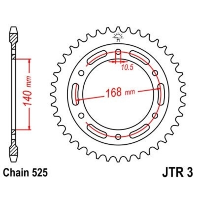 Corona JT 3 de zinc negro con 42 dientes - motoscamaralweb.com