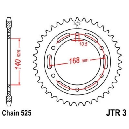 Corona JT 3 de zinc negro con 42 dientes - motoscamaralweb.com