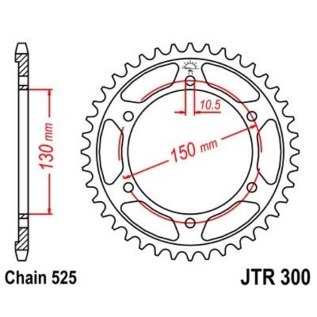 Corona JT 300 de zinc negro con 47 dientes - motoscamaralweb.com
