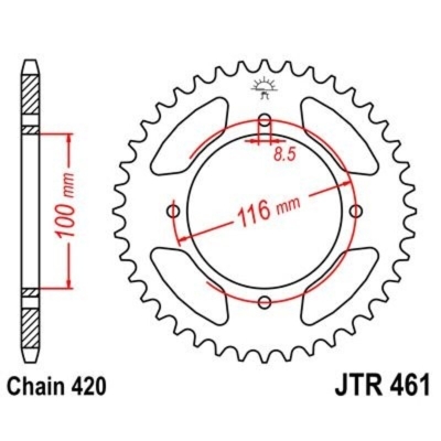 Corona JT 461 de acero con 49 dientes - motoscamaralweb.com