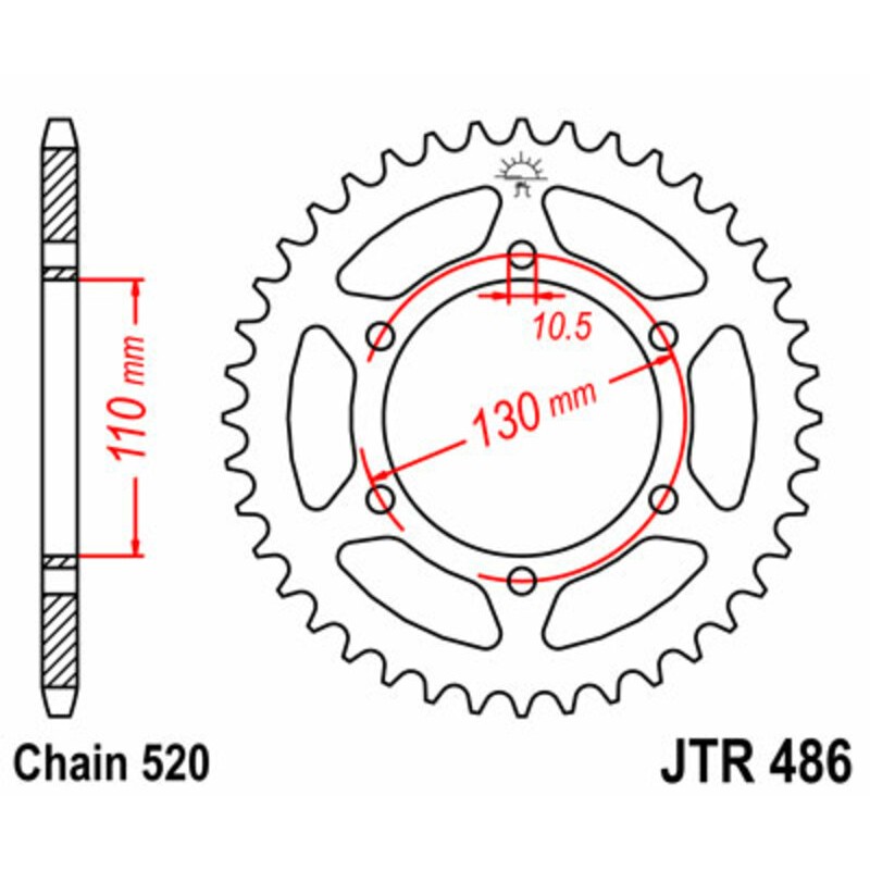 Corona JT SPROCKETS acero estándar 486 - Paso 520 - motoscamaralweb.com Corona JT SPROCKETS acero estándar 486 - Paso 520 - motoscamaralweb.com