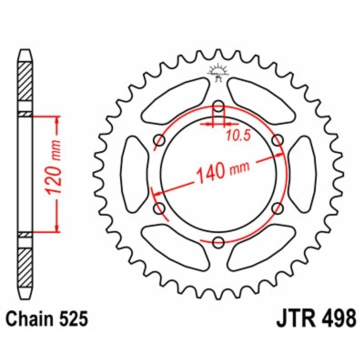 Corona JT 498 de acero con 40 dientes - motoscamaralweb.com
