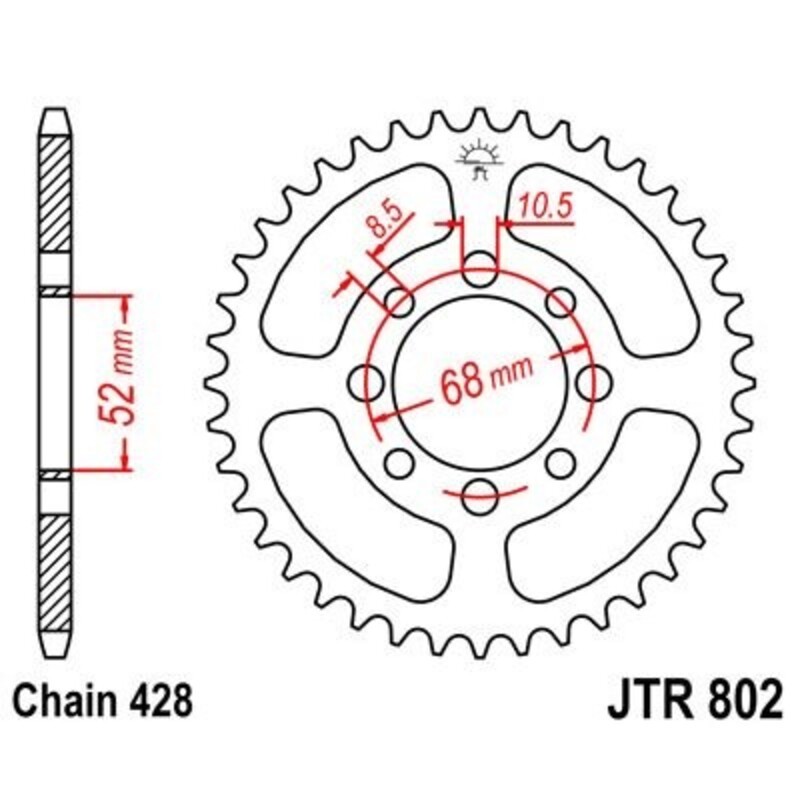 Corona JT 802 de acero con 39 dientes - motoscamaralweb.com Corona JT 802 de acero con 39 dientes - motoscamaralweb.com