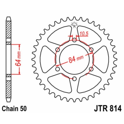 Corona JT SPROCKETS acero estándar 814 - Paso 530 - motoscamaralweb.com