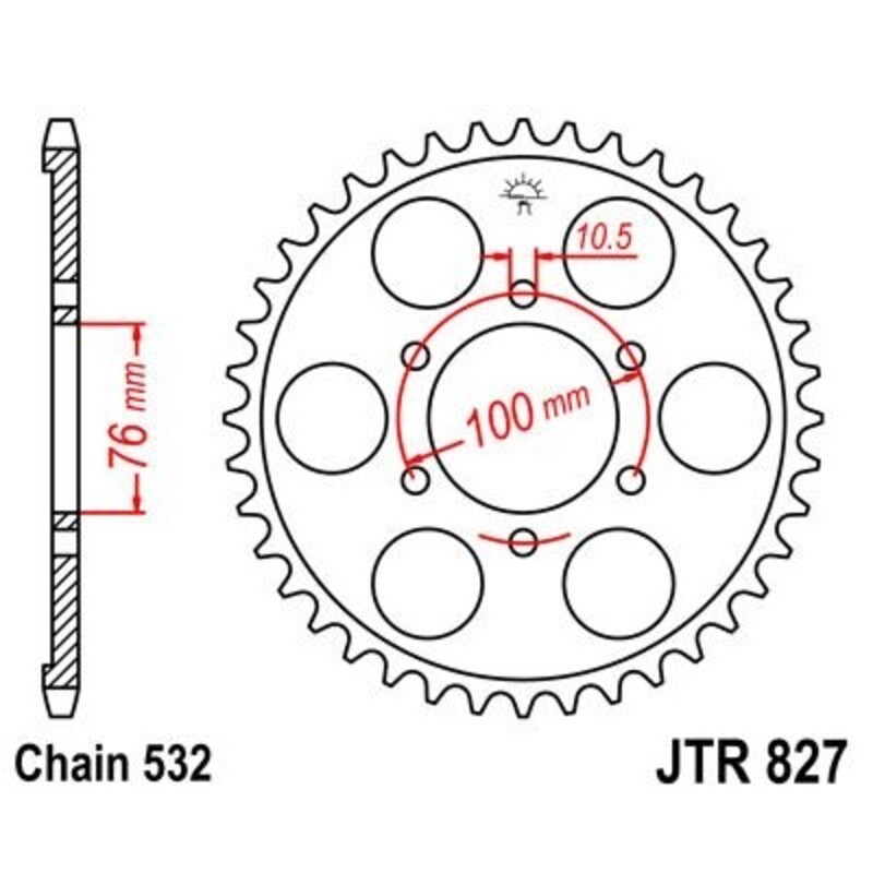 Corona JT SPROCKETS acero estándar 827 - Paso 532 - motoscamaralweb.com Corona JT SPROCKETS acero estándar 827 - Paso 532 - motoscamaralweb.com