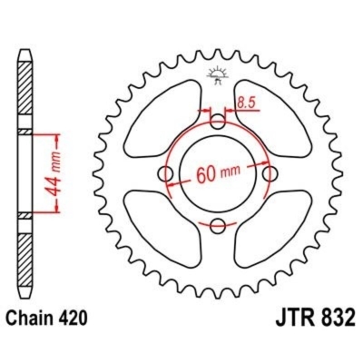 Corona JT 832 de acero con 45 dientes - motoscamaralweb.com
