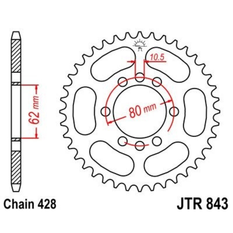 Corona JT 843 de acero con 48 dientes - motoscamaralweb.com Corona JT 843 de acero con 48 dientes - motoscamaralweb.com