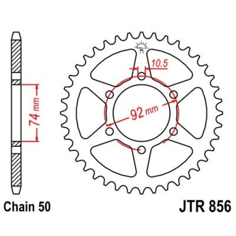 Corona JT R856 de acero con 44 dientes - motoscamaralweb.com Corona JT R856 de acero con 44 dientes - motoscamaralweb.com