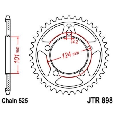 Corona JT 898 de zinc negro con 38 dientes - motoscamaralweb.com