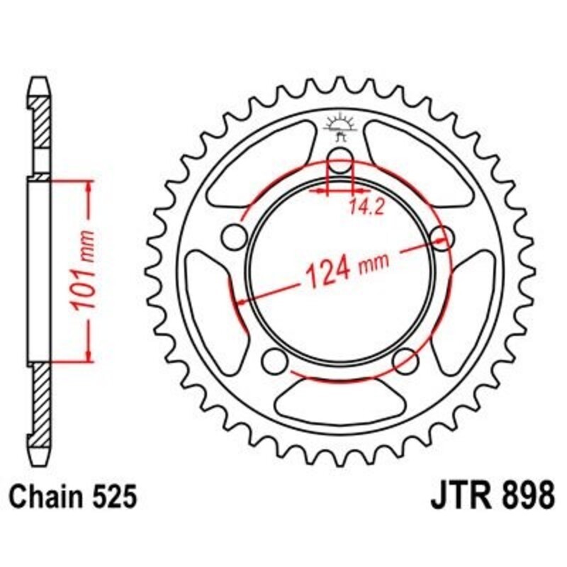 Corona JT 898 de zinc negro con 38 dientes - motoscamaralweb.com Corona JT 898 de zinc negro con 38 dientes - motoscamaralweb.com
