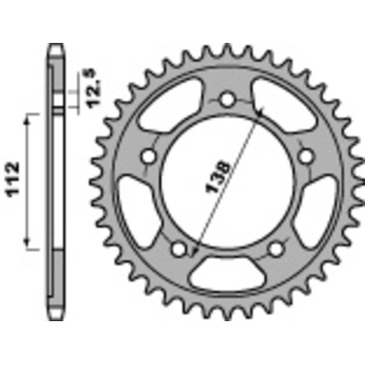 Corona PBR acero C45 estándar 408 - 530 - motoscamaralweb.com
